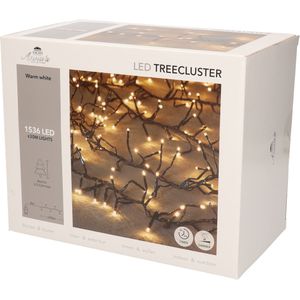 1x Clusterverlichting met timer en dimmer 1536 leds warm wit 20 m  - Kerstverlichting kerstboom