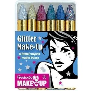 Setje van 6 glitter schmink stiften - Schmink