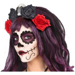 Halloween/horror verkleed diadeem/tiara/bloemenkrans - zombie/heks/lady - kunststof - dames/meisjes - Verkleedhoofddeksels
