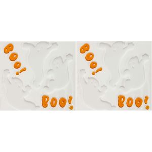 Horror gel raamstickers spookjes - 3x - 25 x 25 cm - wit/oranje - Halloween thema decoratie/versieri - Feeststickers