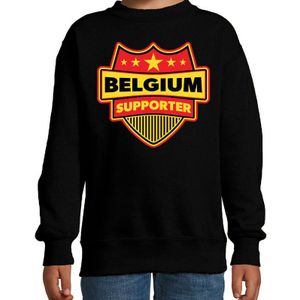 BelgiÃ«  / Belgium schild supporter sweater zwart voor kinderen - Feesttruien