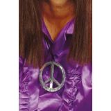 Dames Flower Power Hippie Sixties verkleed set pruik ketting en bril - Verkleedpruiken