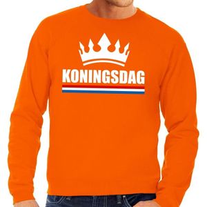 Oranje Koningsdag met een kroon sweater heren - Feesttruien