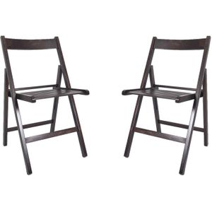 Set van 4x stuks zwarte houten klapstoelen voor binnen en buiten - Klapstoelen