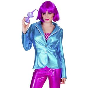Blauwe 70s disco verkleedkleding jasje voor dames - Carnavalsjassen