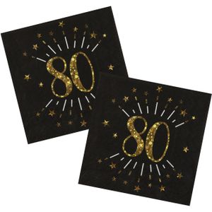 Verjaardag feest servetten leeftijd - 50x - 80 jaar - goud - 33 x 33 cm - Feestservetten
