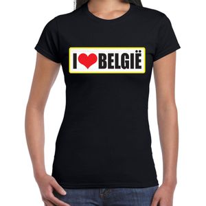 I love Belgie landen t-shirt zwart dames - Feestshirts