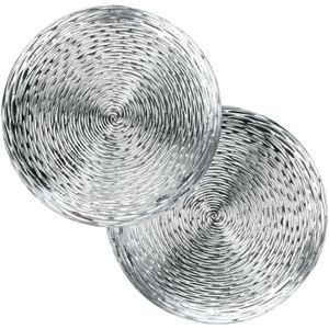Excellent Houseware kerstdiner/diner onderborden- 8x- rond- zilver -33cm - golf