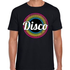 Disco verkleed t-shirt zwart voor heren - 70s, 80s party verkleed outfit - Feestshirts