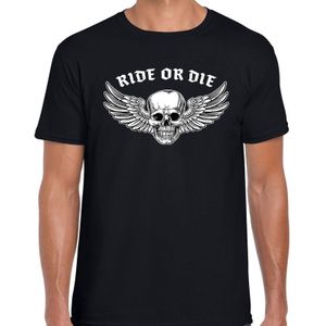 Ride or die fashion t-shirt motorrijder zwart voor heren - Feestshirts