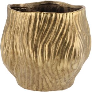 DK Design Bloempot/plantenpot organisch model Multan - goud - D22 x H18 cm - voor binnen