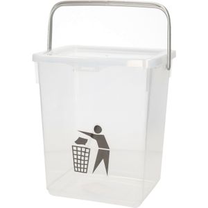 Plasticforte Gft afvalbakje voor aanrecht - 5L - klein - transparant - afsluitbaar - 20 x 17 x 23 cm - compostbakje