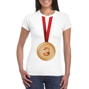 Kampioen bronzen medaille shirt wit dames - Feestshirts