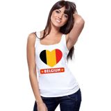 Tanktop wit Belgie vlag in hart wit dames - Feestshirts
