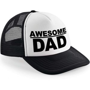 Zwart/ wit Awesome dad snapback cap/ truckers pet heren - Vaderdag petjes - Verkleedhoofddeksels