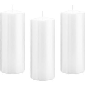 12x Witte cilinderkaars/stompkaars 8 x 20 cm 119 branduren - Geurloze kaarsen - Woondecoraties