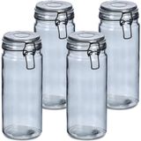 Zeller Voorraadpotten/bewaarpotten - 4x - 1L - glas - met beugelsluiting - D10 x H20 cm