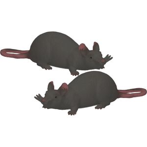 2x stuks John Toy - Speelgoed Halloween decoratie kunststof rat zwart 28 cm - Speelfiguren