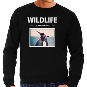 Pinguin sweater / trui met dieren foto wildlife of the world zwart voor heren - Sweaters