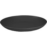Rond bord/camping bord - 4x - D22 cm - zwart - kunststof - onbreekbaar - Dinerborden