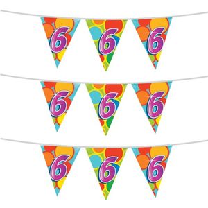 3x stuks leeftijd verjaardag thema vlaggetjes 6 jaar plastic 10 meter - Vlaggenlijnen