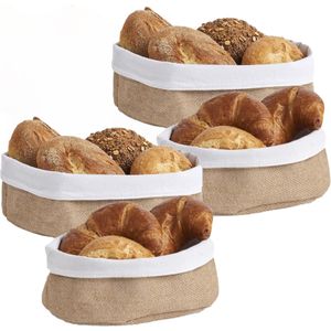 4x Jute brood serveer mandjes 22 x 15 cm en 26 x 18 cm - broodmand