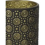 2x stuks luxe theelichthouder/kaarsenhouder - zwart/goud - glas - D10 x H12 cm - Windlichten