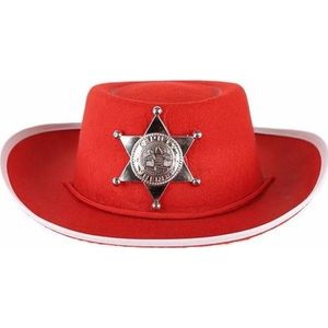 Kinder sheriff hoed rood - Verkleedhoofddeksels