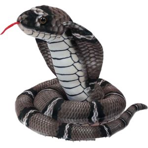 Knuffeldier Cobra slang - zachte pluche stof - grijs - premium kwaliteit knuffels - 120 cm - Knuffeldier
