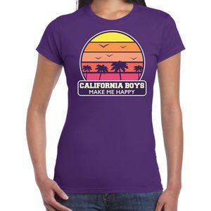 California boys zomer t-shirt / shirt California boys make me happy paars voor dames - Feestshirts