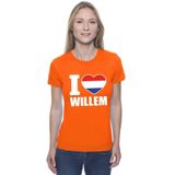 Oranje I love Willem shirt dames - Feestshirts