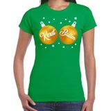Fout kerst t-shirt groen met gouden kerst ballen voor dames - kerst t-shirts