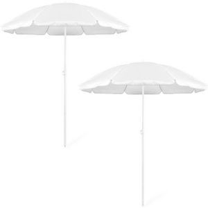 2x Verstelbare strand/tuin parasols wit 150 cm - Parasols