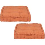 Atmosphera Vloerkussen Nepal - 2x - steenrood - met glitters - 40 x 40 x 8 cm - grond zitkussen