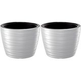 Plantenpot/bloempot Amazing - 2x - buiten/binnen - kunststof - wit - D37 x H28 cm - Plantenpotten