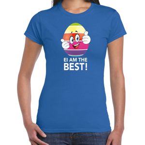 Vrolijk Paasei ei am the best t-shirt blauw voor dames - Paas kleding / outfit - Feestshirts