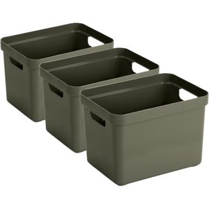 Sunware Opbergbox Sigma - 6x - kunststof - donkergroen - 18 liter - Opbergbakken/opbergers - Opbergbox
