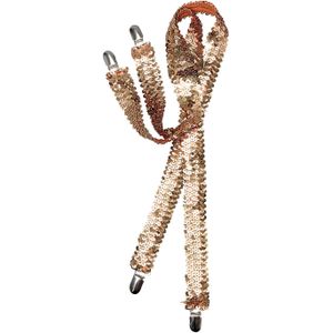 Bretels - goud glitter - unisex/volwassenen - Carnaval verkleed accessoires - Verkleedbretels