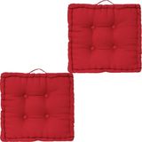 Atmosphera Vloerkussen Square - 2x - rood - katoen - 40 x 40 x 8 cm - vierkant - Extra dik