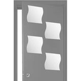 5Five Plak spiegels tegels - 4x stuks - glas - zelfklevend - 30 x 30 cm - waves - muur/deur/wand
