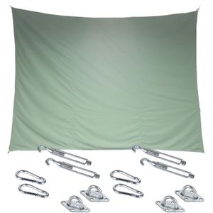 Premium kwaliteit schaduwdoek/zonnescherm Shae rechthoekig groen 3 x 4 meter met ophanghaken - Schaduwdoeken
