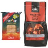 BBQ starterspakket - houtskool briketten 3 kilo - barbecue aanmaakblokjes 28x - Briketten