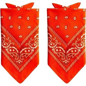 2x Stuks traditionele bandana's - oranje - 52 x 55 cm - Verkleedhoofddeksels