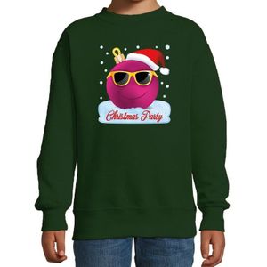 Foute kersttrui / sweater coole kerstbal groen voor meisjes - kerst truien kind