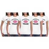 5x Vrijgezellenfeest Team t-shirt wit dames Maat S - Feestshirts