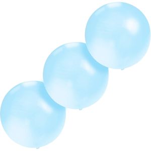 Set van 3x stuks groot formaat blauwe ballon met diameter 60 cm - Ballonnen