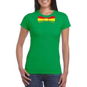 Groen t-shirt met Limburgse vlag strik voor dames - Feestshirts