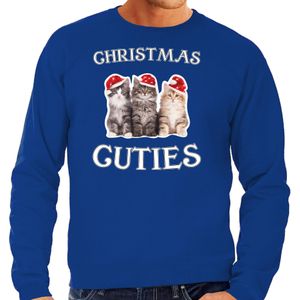 Kitten Kersttrui / outfit Christmas cuties blauw voor heren - kerst truien