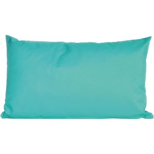 Bank/sier kussens voor binnen en buiten in de kleur aqua blauw 30 x 50 cm - Sierkussens