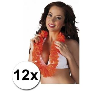12 oranje Hawaii slingers - Verkleedkransen